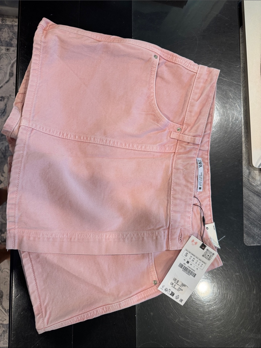 Zara Pastel Pink Denim Mini Skort